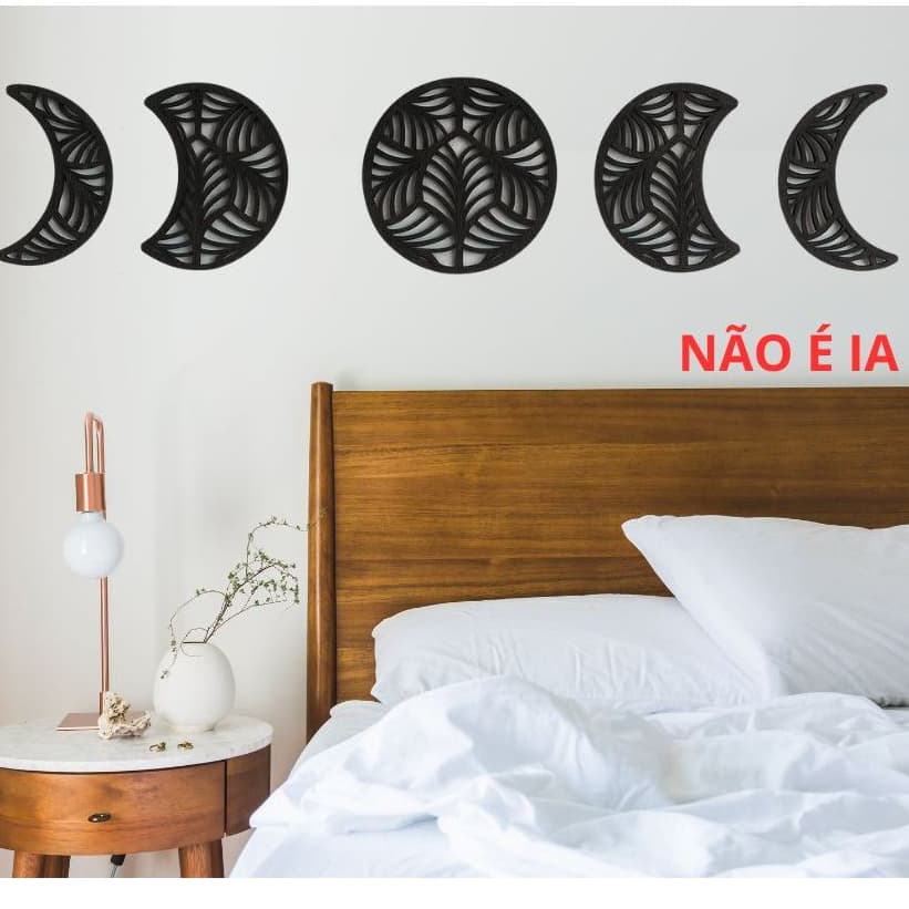 Kit 5 Peças FASES DA LUA - MDF - Mandalas - aplique de parede vazado DECORATIVO