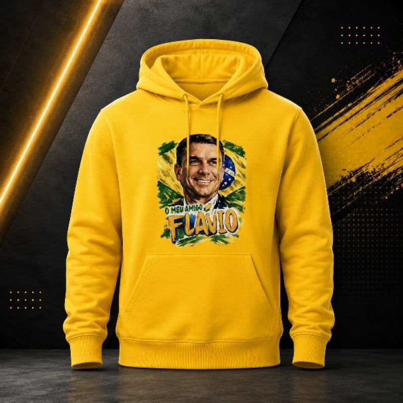 Moletom Canguru Flávio Bolsonaro Unissex | Blusa de Frio Premium com Capuz | Flanelado