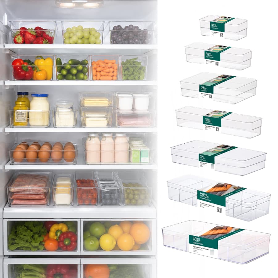 Organizador Acrílico Gaveta Caixa Organizadora Geladeira Armário Transparente Modular