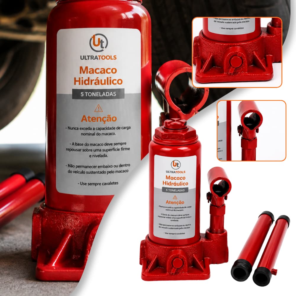 Macaco Hidráulico Garrafa Universal 5 Toneladas Ultra Tools