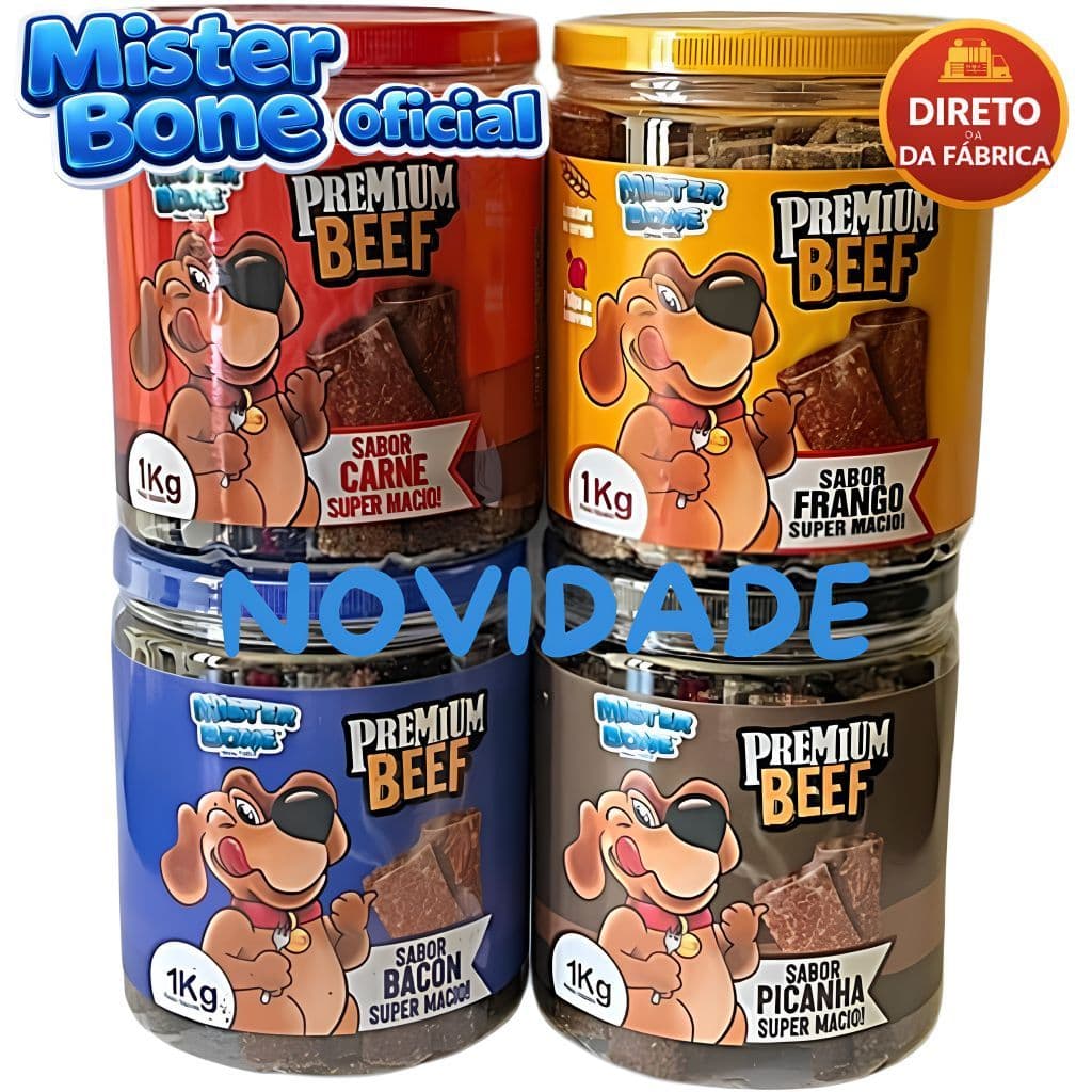 Petisco para cachorro cães (1Kg) - Bifinho Carne, Frango, Picanha ou Bacon