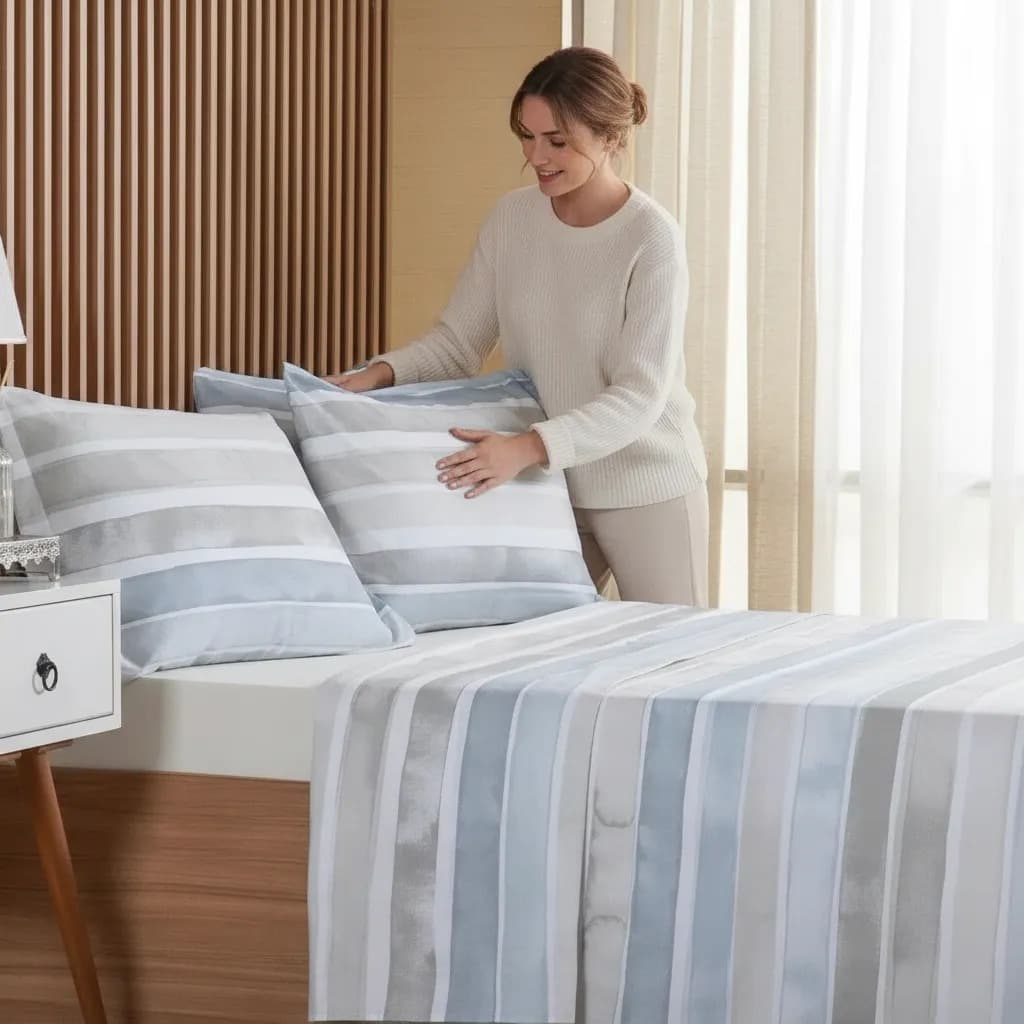 Jogo de Cama Casal 4 Peças Estampado 200 Fios 100% Algodão Penteado – Tessi LIGNE
