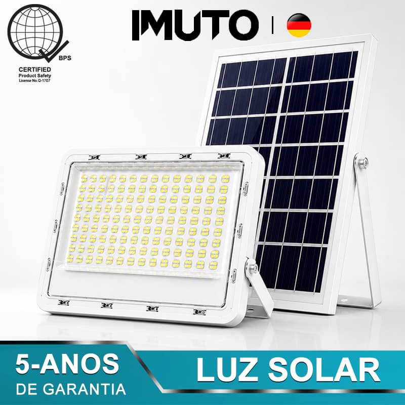 Refletor Solar LED com Placa Solar e Controle Remoto IP67, Luz Branca Potente para Jardim, Garagem, Quintal e Muro