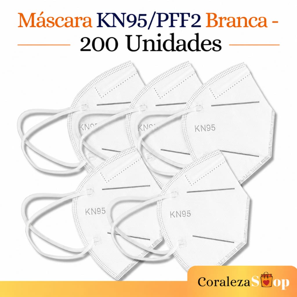 Kit 200 Máscaras KN95/PFF2 Branca de Super Proteção