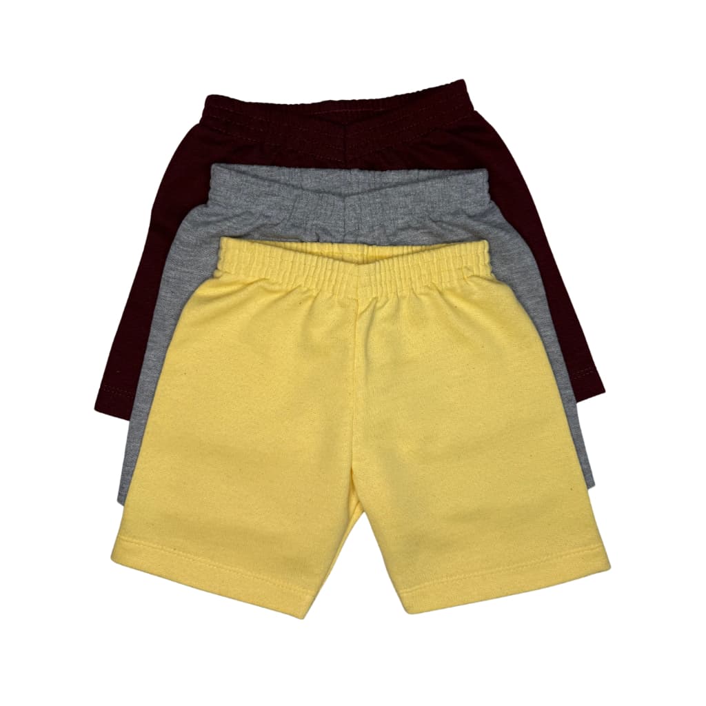 Kit 3 Bermudas Infantil Moletinho Menino Bebê SORTIDO liso -  - Shorts 1 a 10 anos