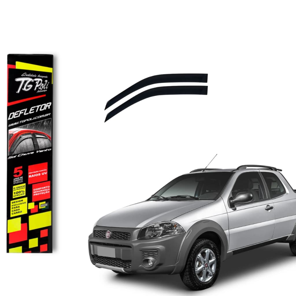 Calha de Chuva Fiat Strada 1996 a 2020 2 ou 3 Portas TG Poli Defletor Protetor Janelas Fumê