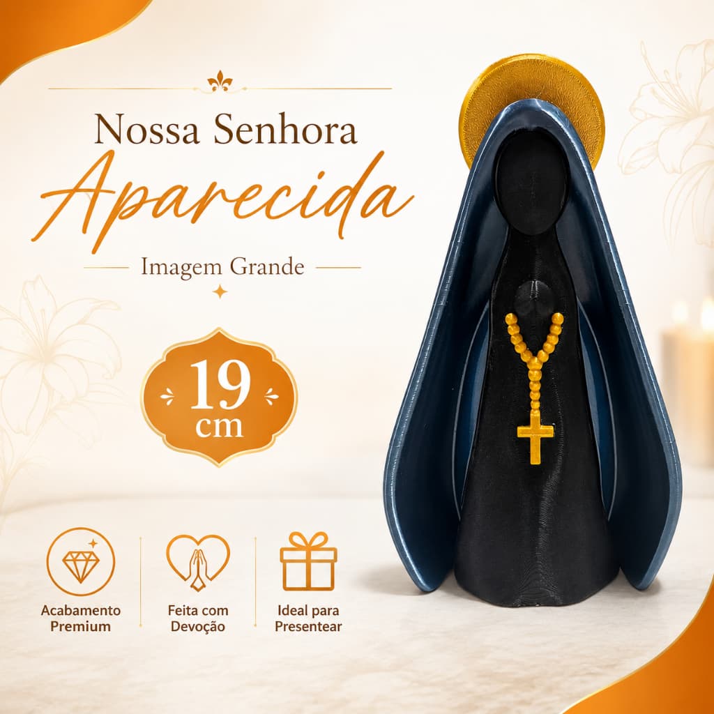 Nossa Senhora em Impressão 3D | Decoração Religiosa | Artesanato Decorativo | Tamanhos 13cm e 18cm