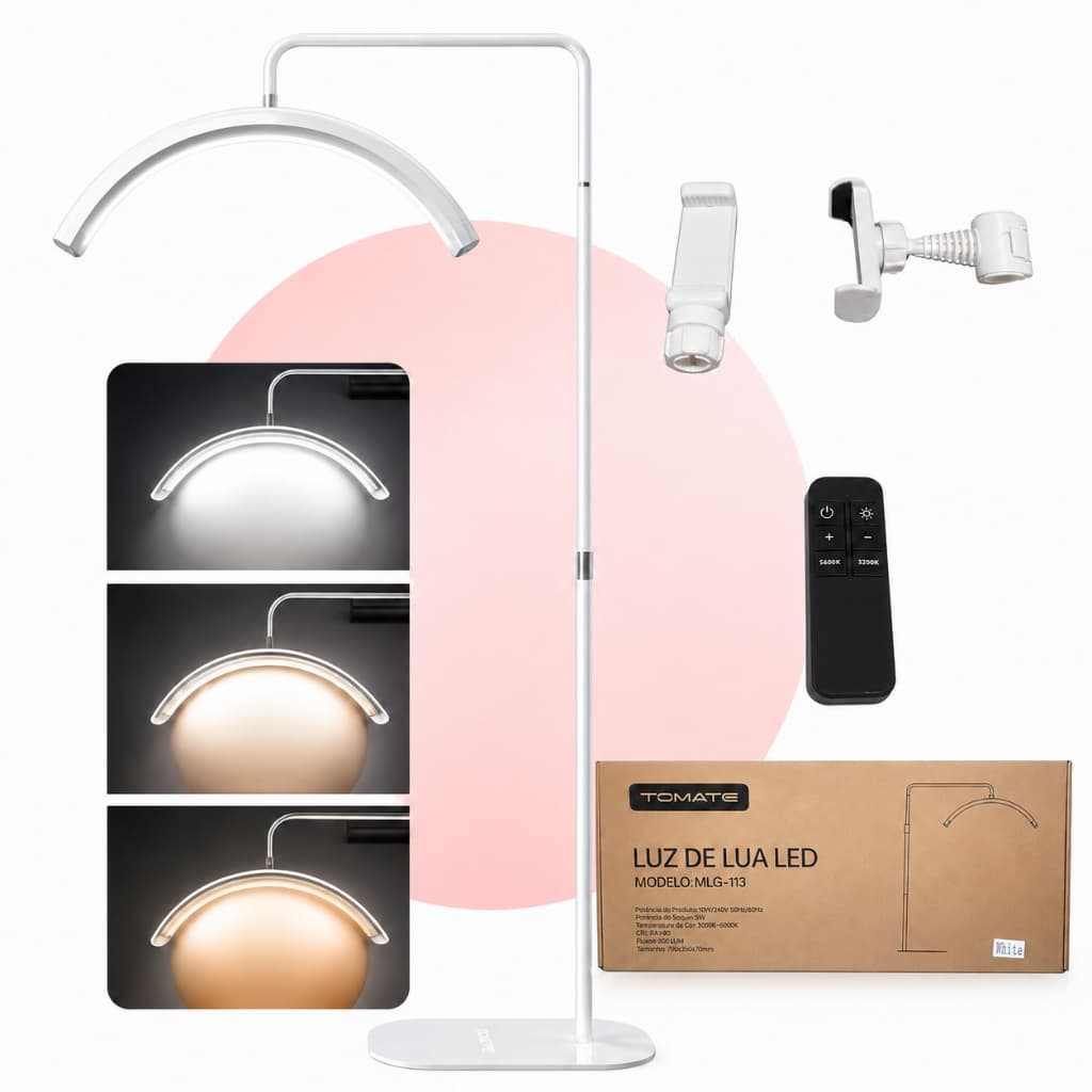 Luminária Led Ring Light Extensão Cílios Lash Meia Lua Tomate luminária lua