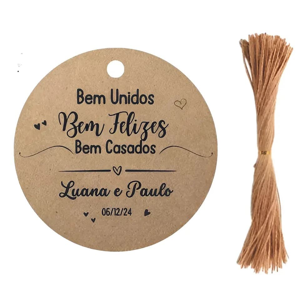 Tags Papel Kraft Redonda 3x3cm 100un Personalizada (Arte Inclusa)