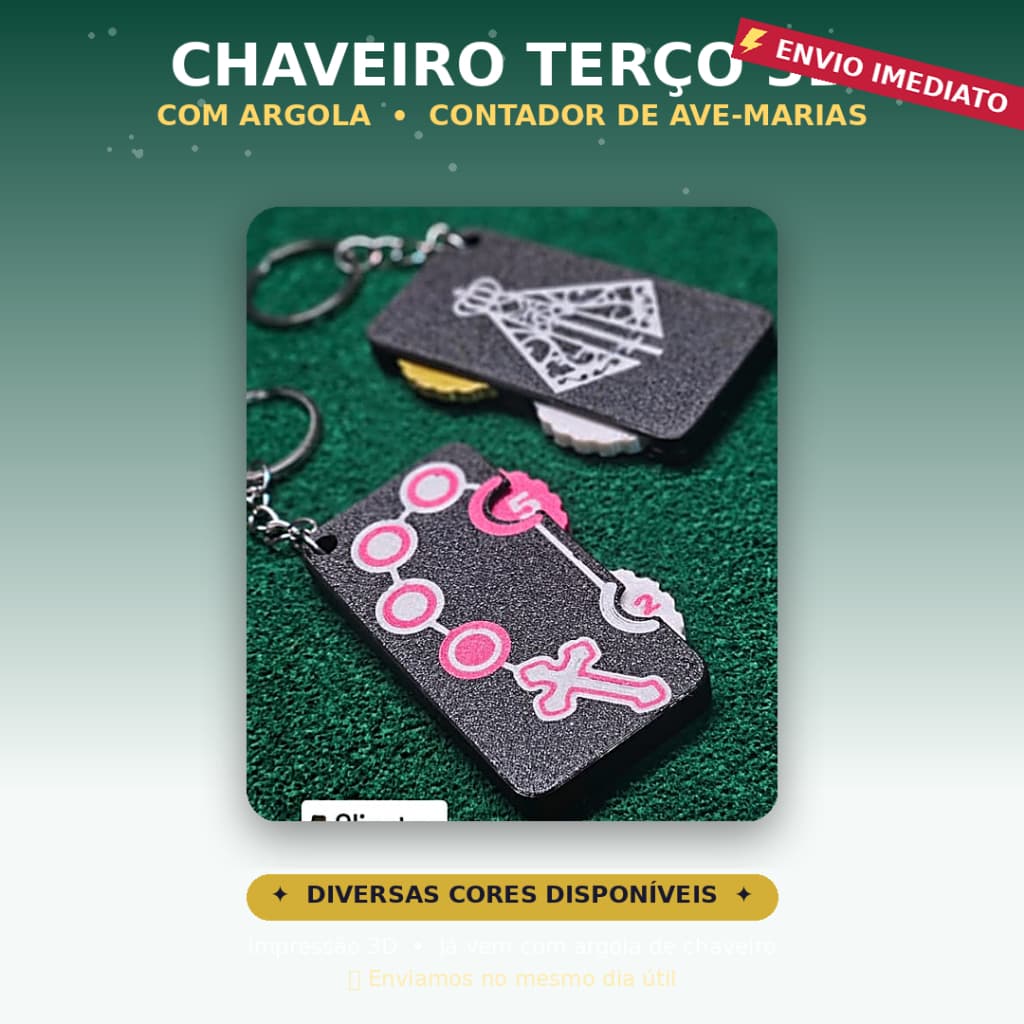 Chaveiro Contador de Terço Católico | Mini Terço de Bolso | Rosario | Presente Religioso
