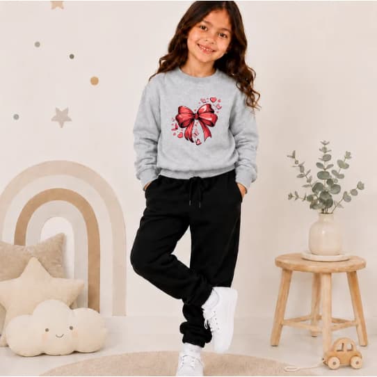 Conjunto Agasalho Gola Careca Infantil Premium Várias Cores Estampa Laço Borboletas