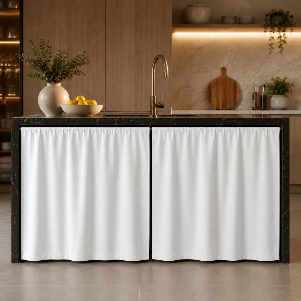 Cortina de Pia 1,50x80cm Ideal Para Área Externa Gourmet, Tanque, Moderna para Sofisticar o Ambiente Oxford Grosso