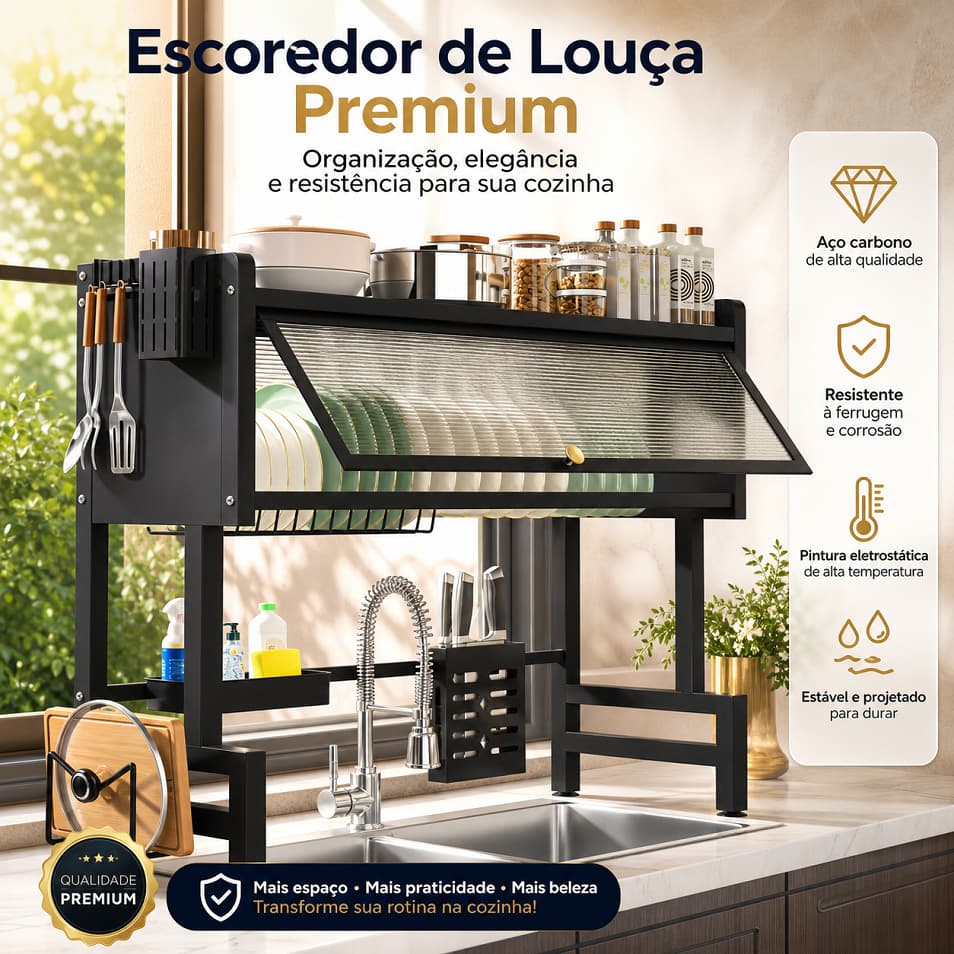 65cm Escorredor De Louca SuspensoOrganizador Louca Boutique Kitchen RackQualidade Pra Cozinha