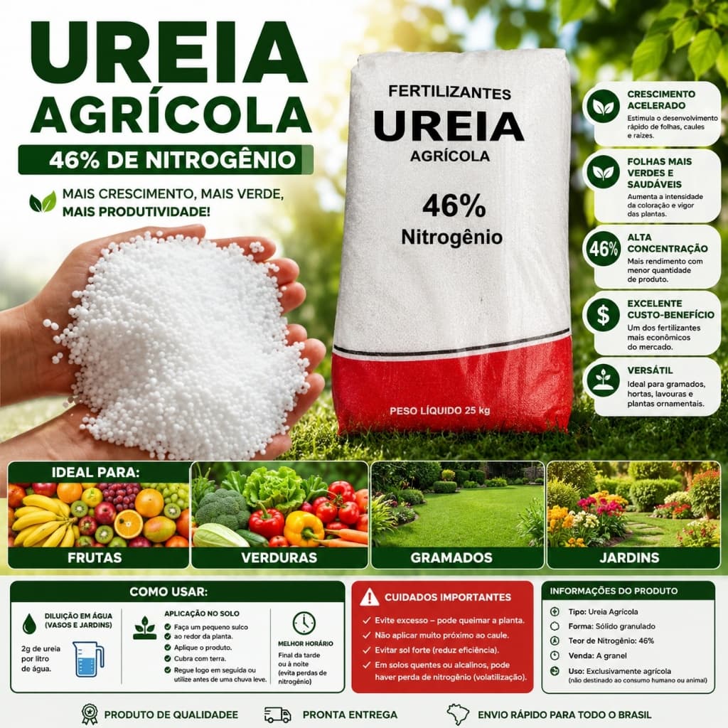 Uréia Adubo FErtilizante Heringer Até 5 KG - ALTO TEOR DE NITROGÊNIO (46%) NPK 46.00.00