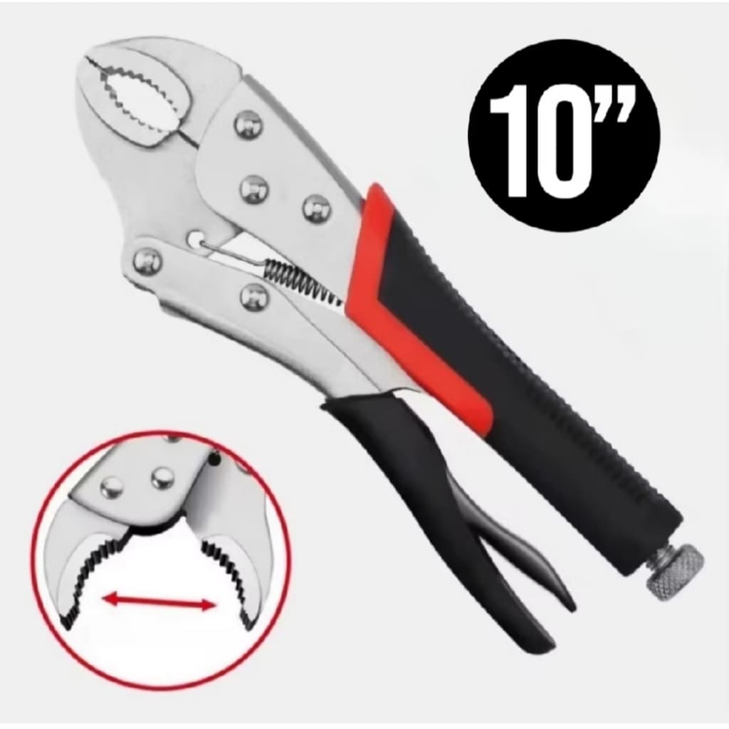 Alicate de Pressao 10 Polegadas 250mm Cabo Emborrachado Mordente Curvo Solda Mecanico Serralheiro