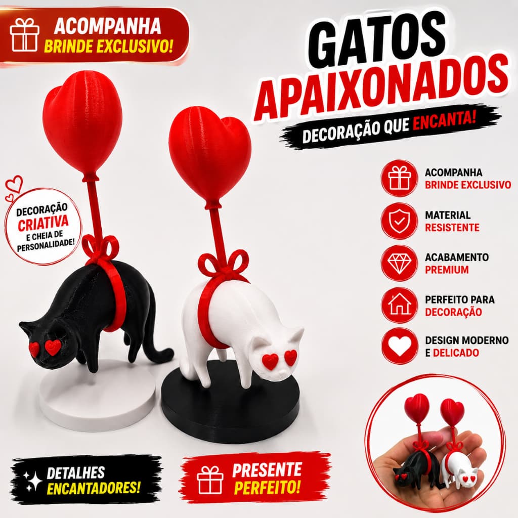 Miniaturas Gatinhos Flutuantes Com Balão - Presente/Decoração