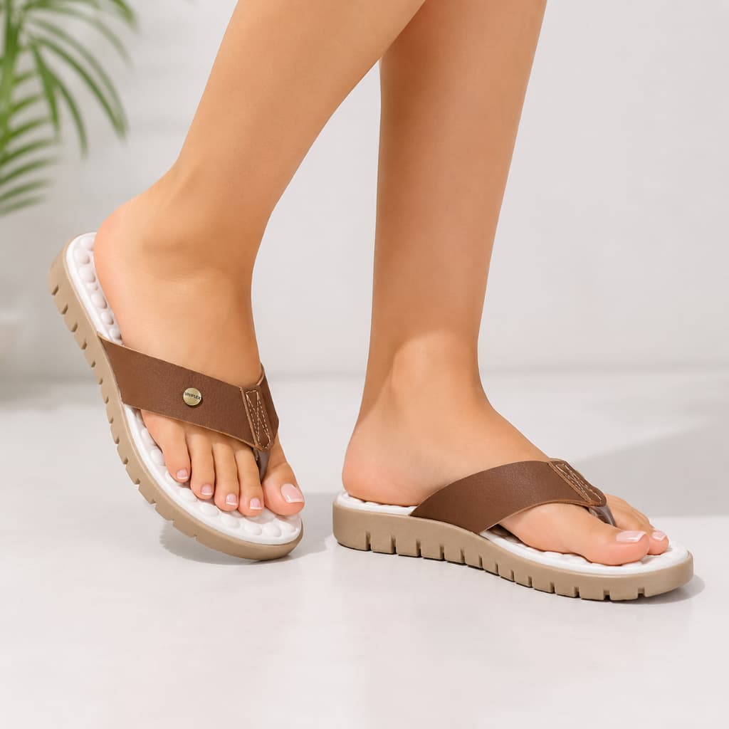 Chinelo Rasteirinha Feminina Massageadora  Leve Confortável Esporão Casual