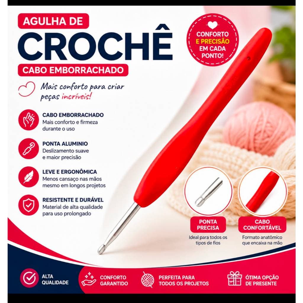 Agulhas de Crochê com Cabo Emborrachado
