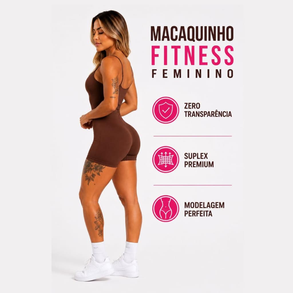 Macaquinho Fitness feminino Alcinha Zero transparencia suplex premio