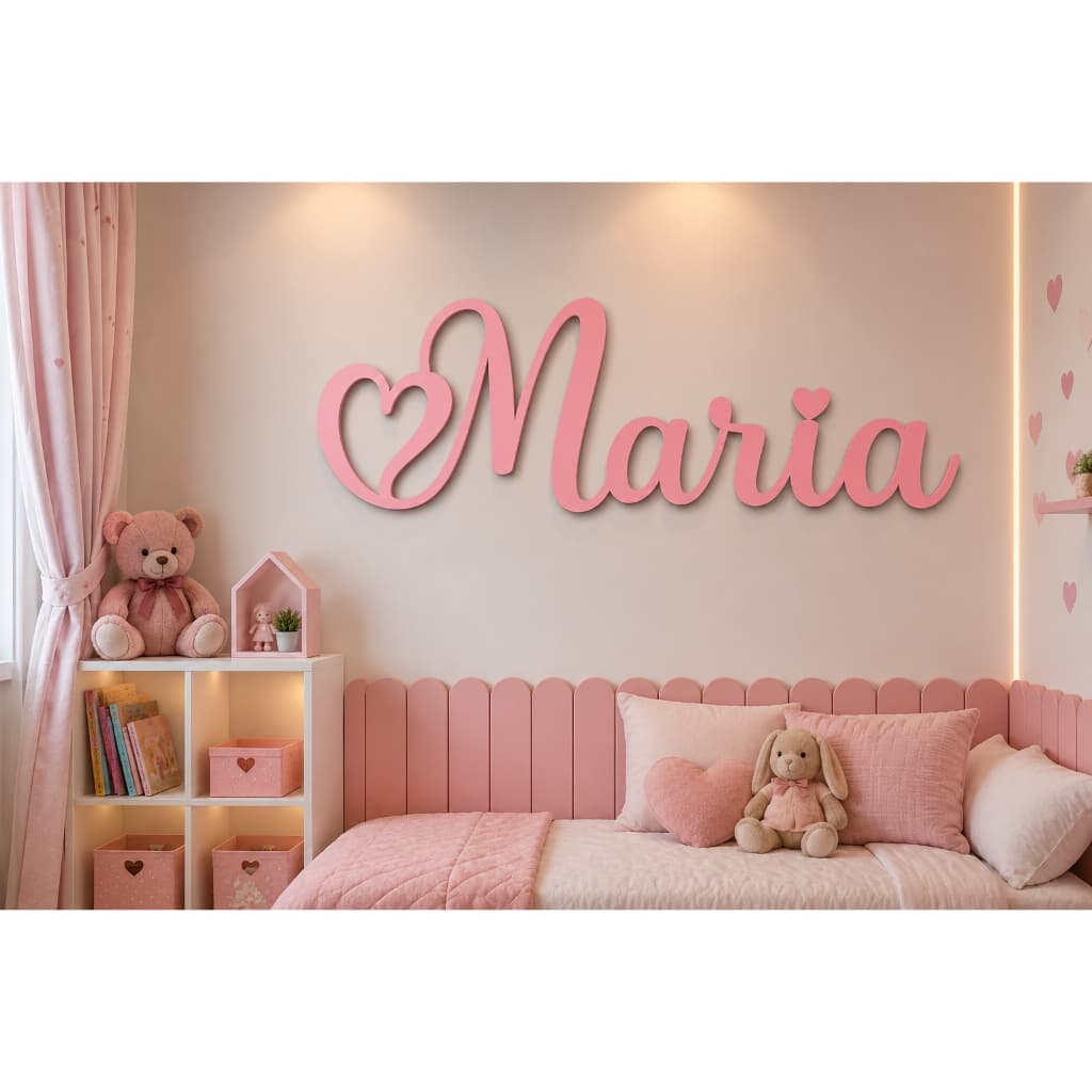 Aplique De Parede Em Mdf Nome Personalizado Decoração Pintado