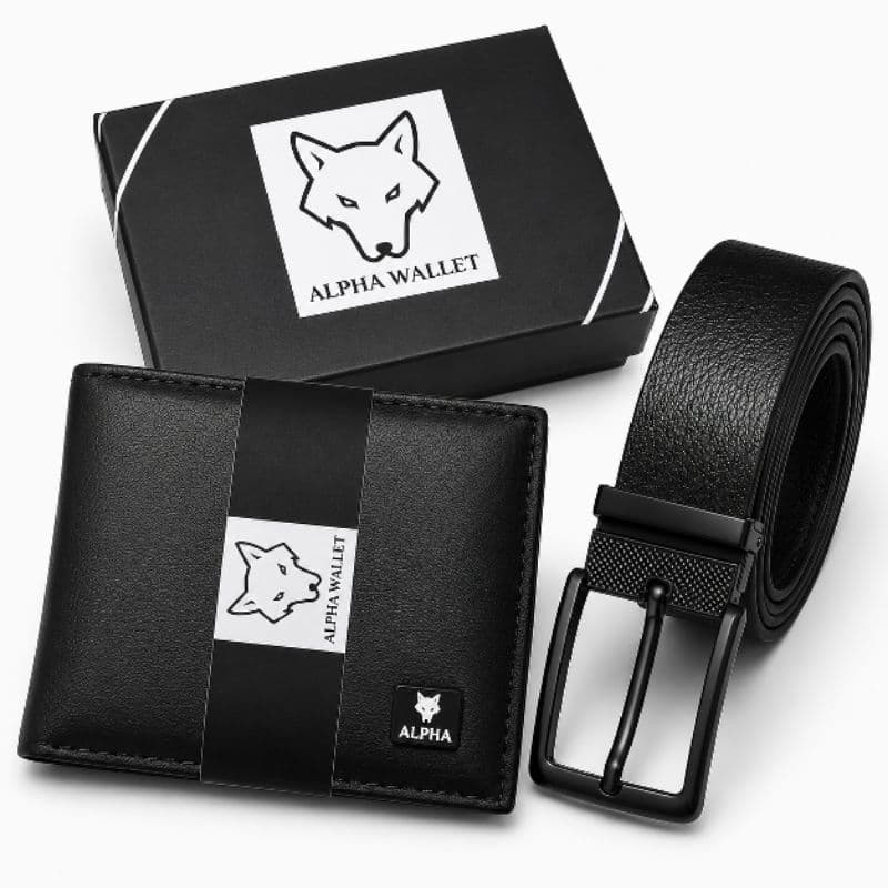 kit Cinto Masculino + Carteira Masculina Com Caixa.