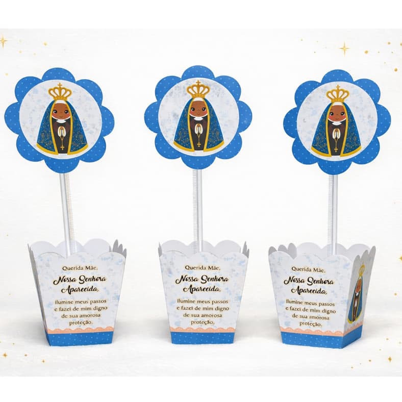 Kit 12 a 30 Centro de Mesa Nossa Senhora Aparecida Cachepo Lembrancinha Pegue e Monte NÃO É PERSONALIZADO