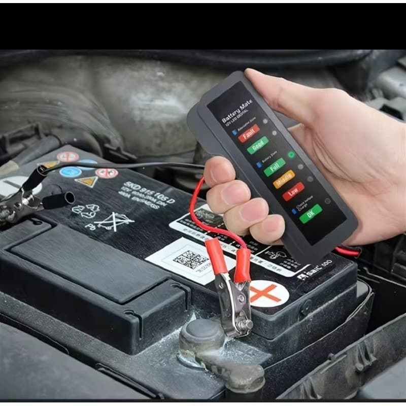 Testador de Bateria para Automóveis e Motocicletas com Display ABS em Vermelho,Amarelo e Verde para Nível de Bateria 12V