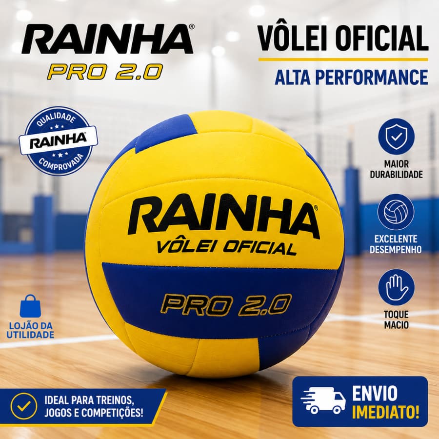 Bola de Vôlei Oficial Rainha Pro 2.0 Profissional Treino e Competição