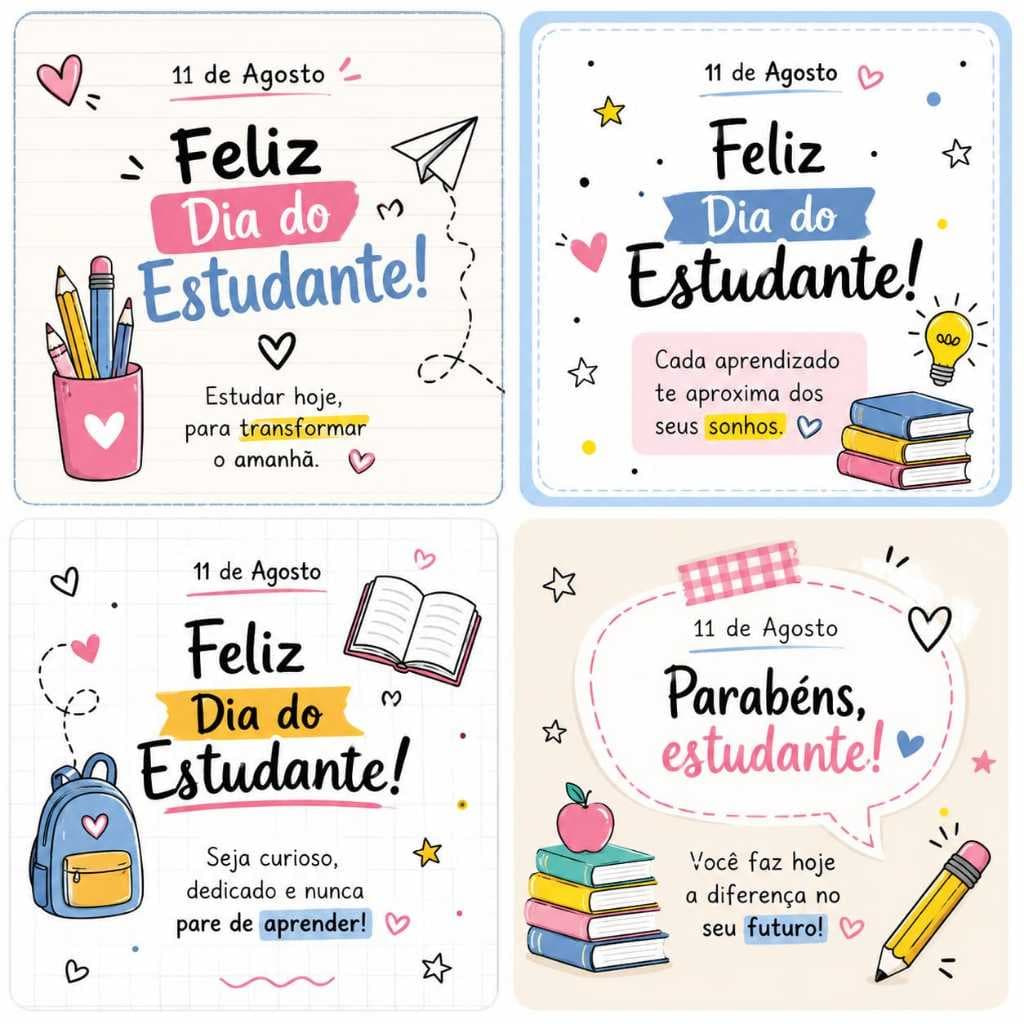 50/100/150 Mini Cartões Dia Do Estudante 5x5 | Lembrancinha Escolar