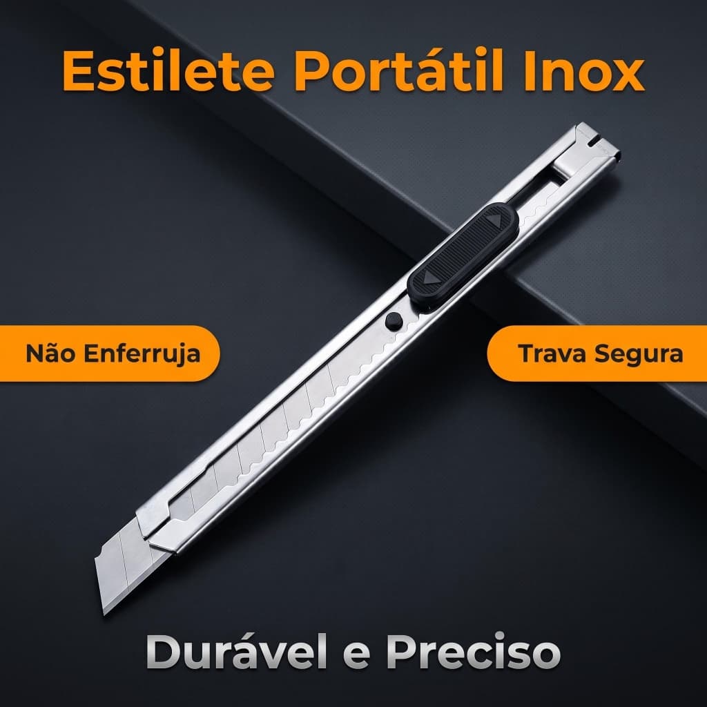 Estilete Corpo Metálico 9mm Ângulo 30° Corte Preciso Embalagens e Vinil Adesivo