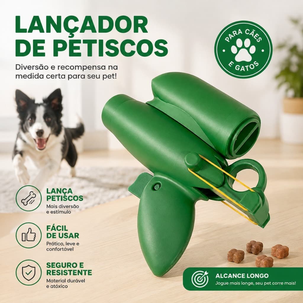 Lançador de Petiscos para PET | Brinquedo Interativo para Adestramento e Diversão | Brinquedos PET