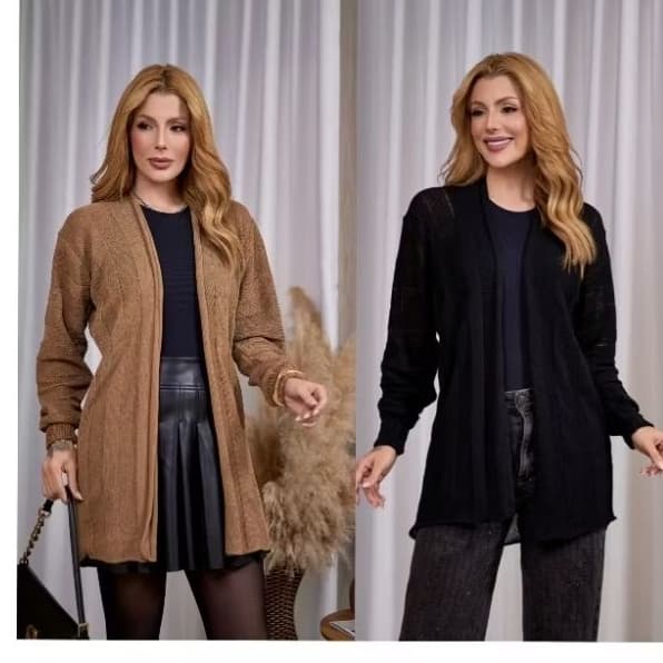 Kit 3 Cardigan Feminino Blusa Feminina Trico Kimono Tricot