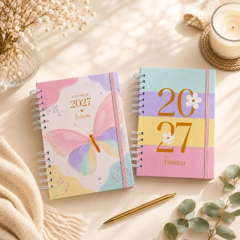 Agenda 2027 personalizada com nome, logo ou foto várias capas