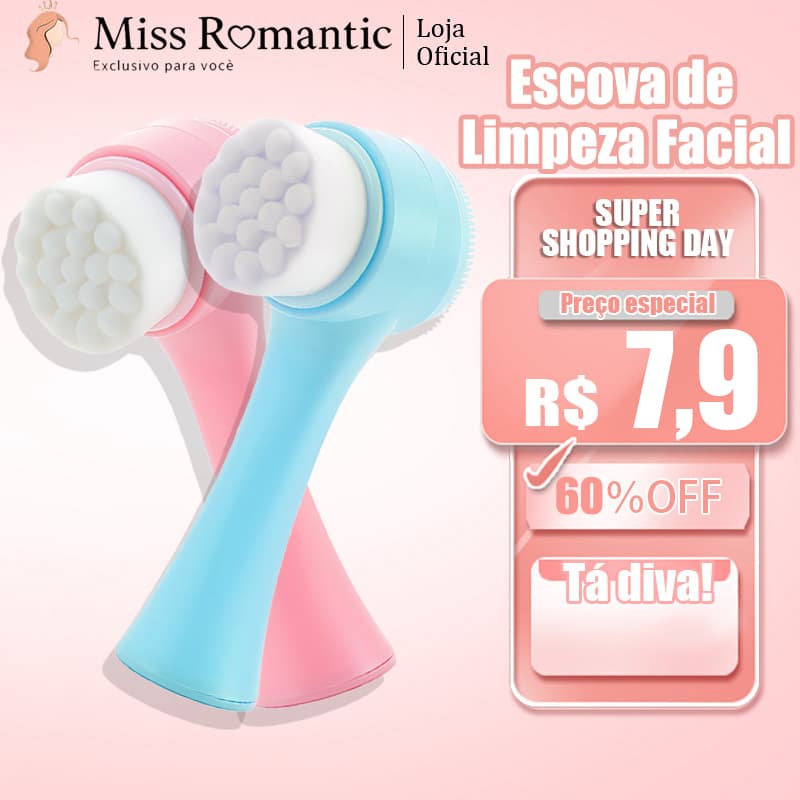 Escova de Limpeza Facial 2 em 1 | Cerdas + Silicone | Cor Aleatória | 1 Unidade