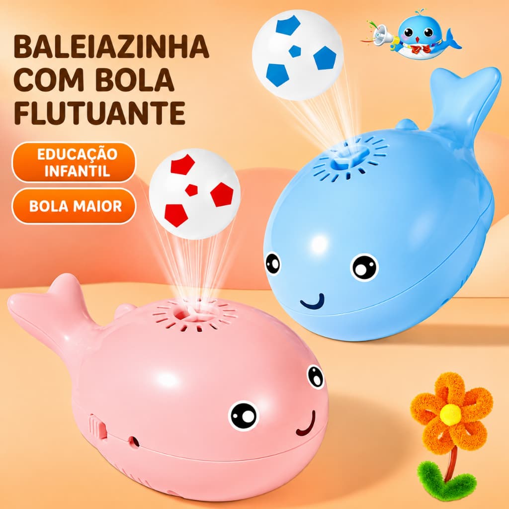 Brinquedo Infantil Baleia Com Bola Flutuante Mini Ventilador USB Educativo Bebê Presente