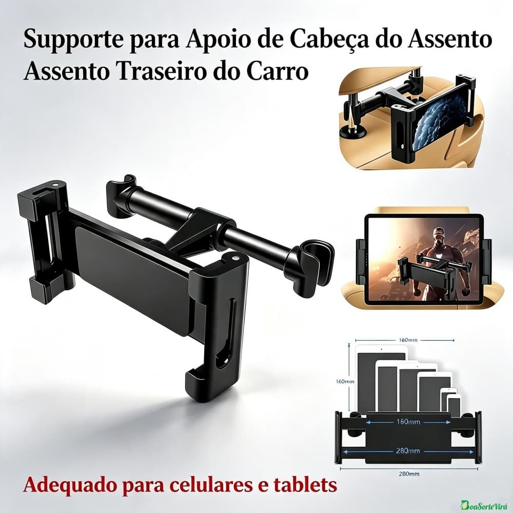 Suporte Veicular E Tablet Banco Celular Traseiro 360 Graus Giratória Suporte Extensível Ajustável