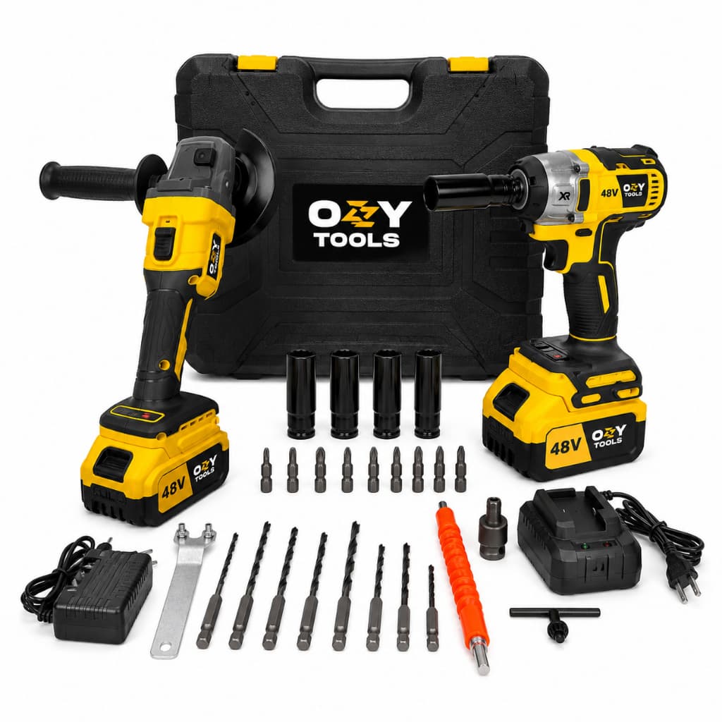 Kit Esmerilhadeira Politriz Lixadeira Angular + Chave De Impacto 48v