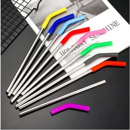 Canudo inox reutilizável em aço inoxidável com ponta de silicone para copos térmicos de 40oz