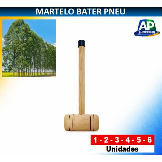 Martelo de Madeira Para Bater Pneu. Martelo Para Carretas, Caminhões, Ônibus.