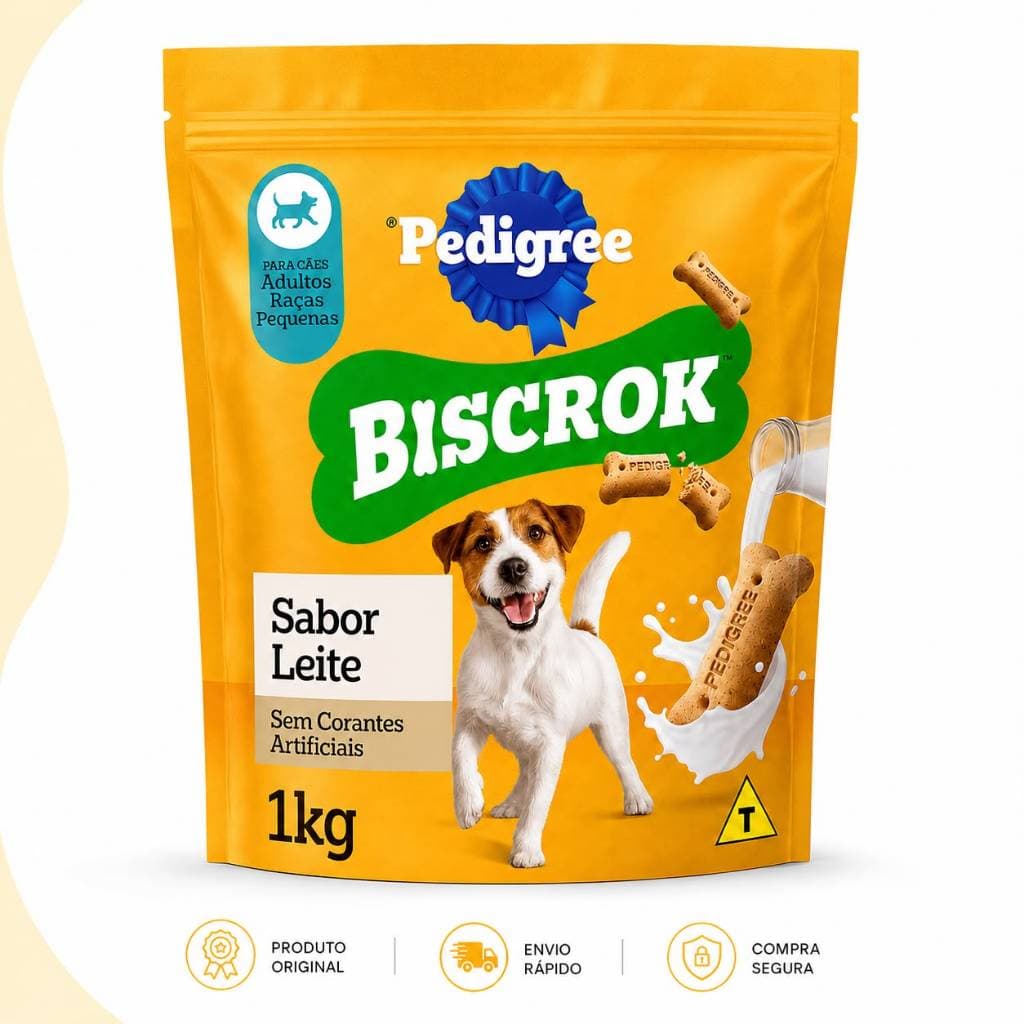 Petisco Cães Adultos Raças Peq Pedigree Biscrok Leite 1kg