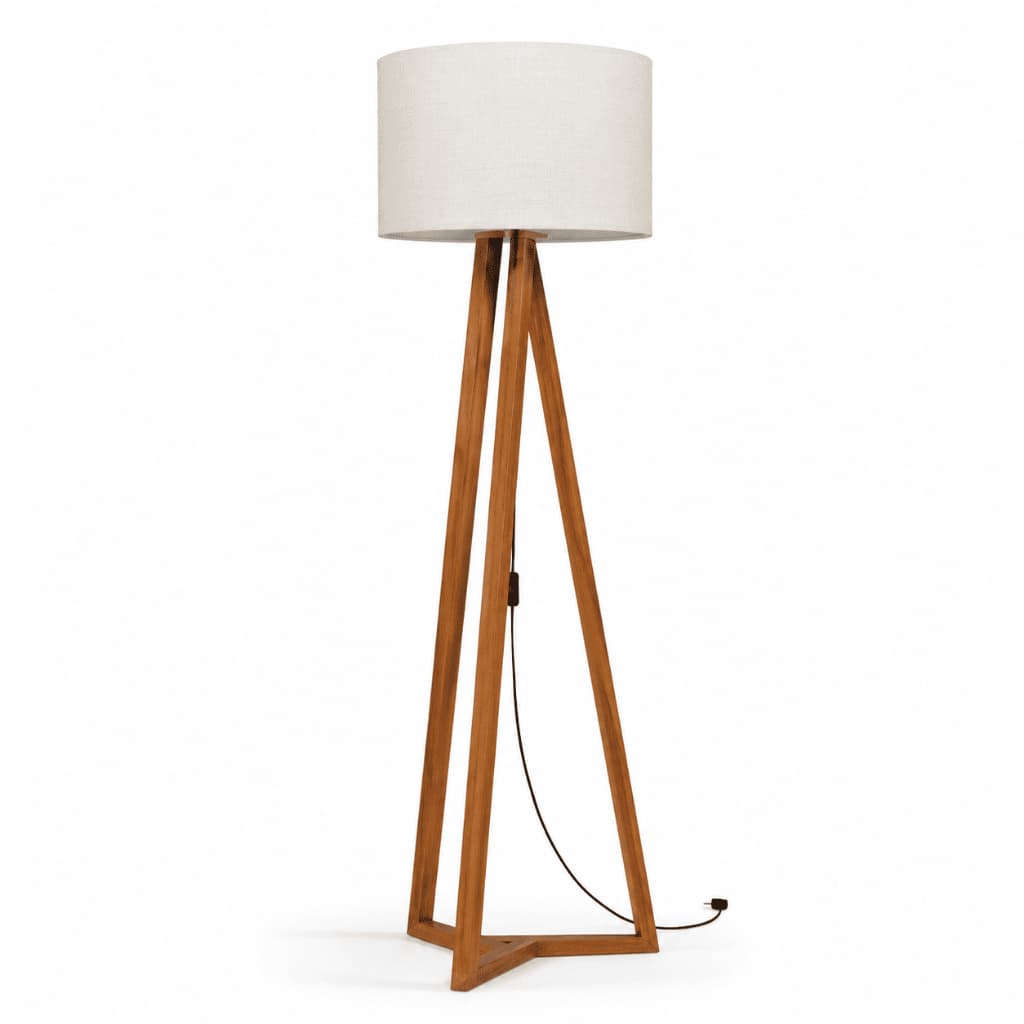 Abajur Luminária de Piso Tripé Madeira para Sala Quarto Cabeceira Canto de Leitura Design Moderno Iluminação Decorativa
