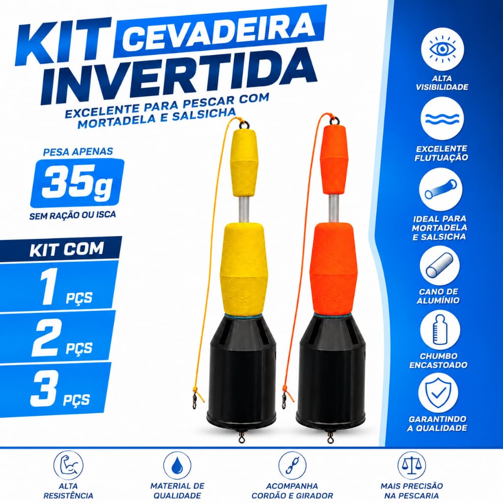 Boia Cevadeira Invertida 35g para Pesca com Salsicha e Mortadela