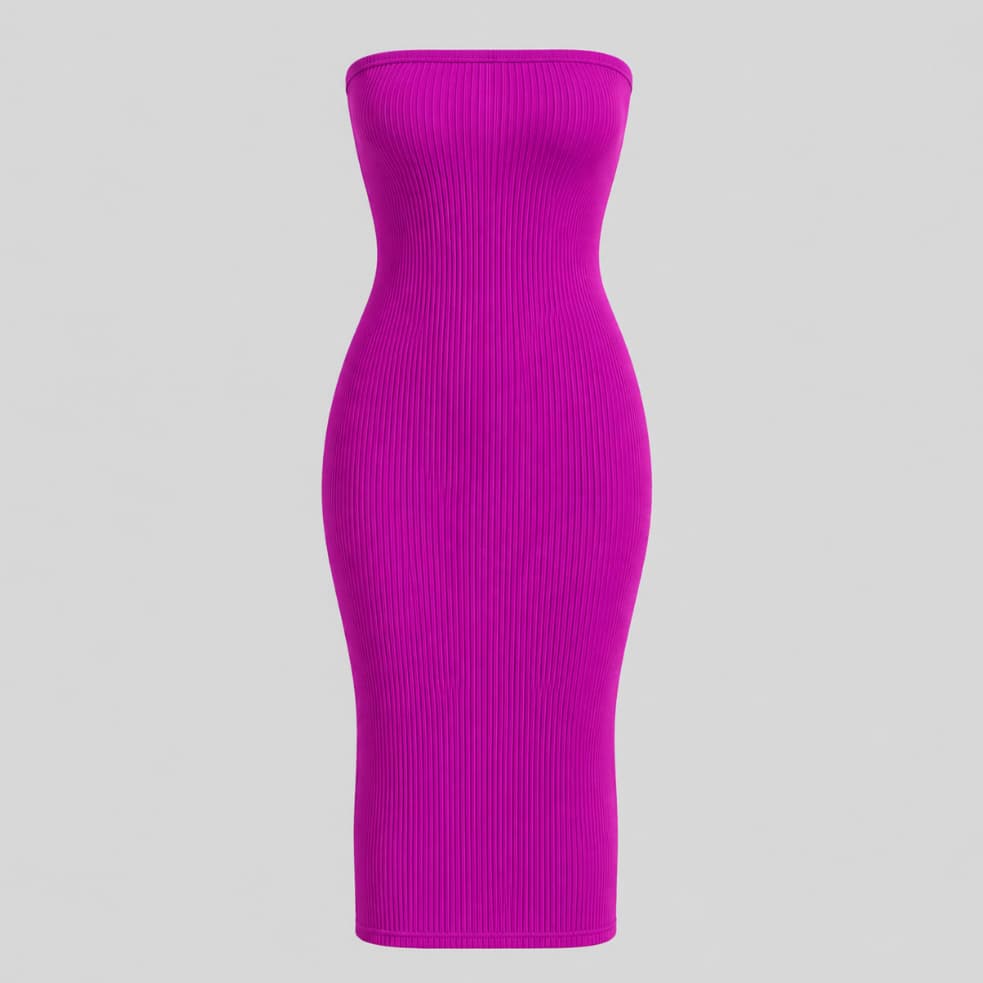 Vestido Midi Tomara Que Caia Canelado Feminino • Ajuste Perfeito • Zero Transparência