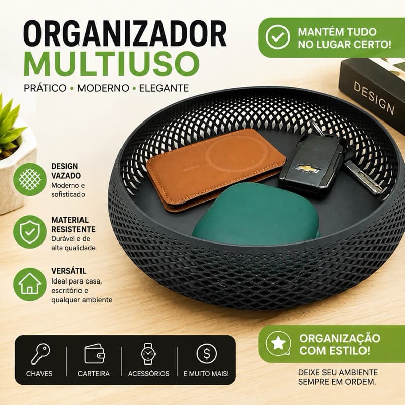 Organizador de Mesa Porta Objetos Chaves Carteira Decorativo Minimalista