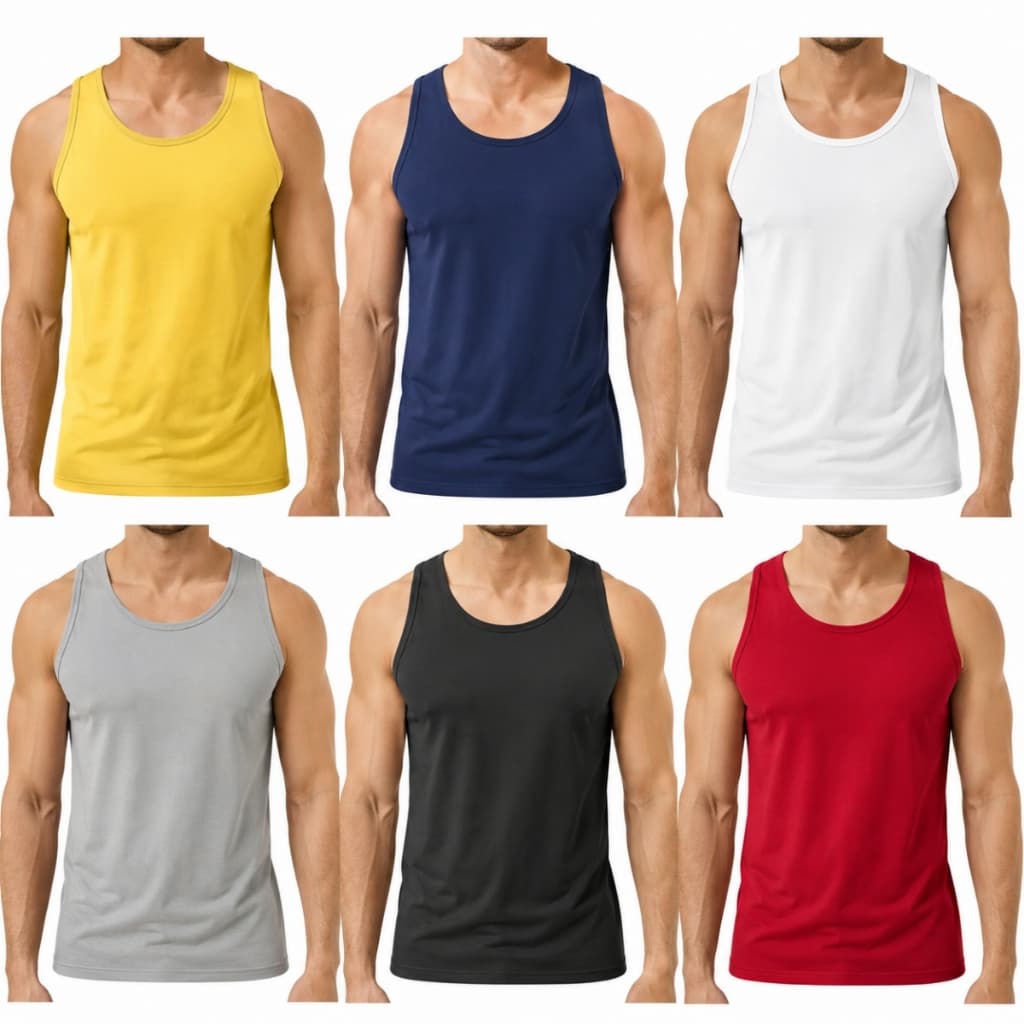Kit 6 Regatas Masculina Camiseta Lisa Premium Algodão Camisa Casual Verão Conjunto Treino Academia