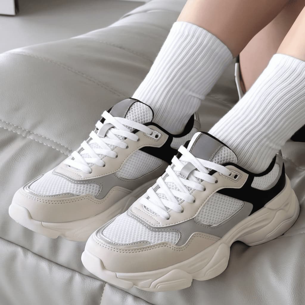 Tênis Feminino Plataforma Chunky Sola Alta Tendência Rotina