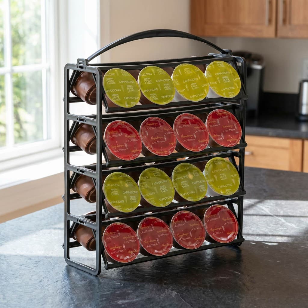 Suporte Cápsulas de Café Dolce Gusto 32 unidades Porta Reforçado Preto Organizador Suporte bancada