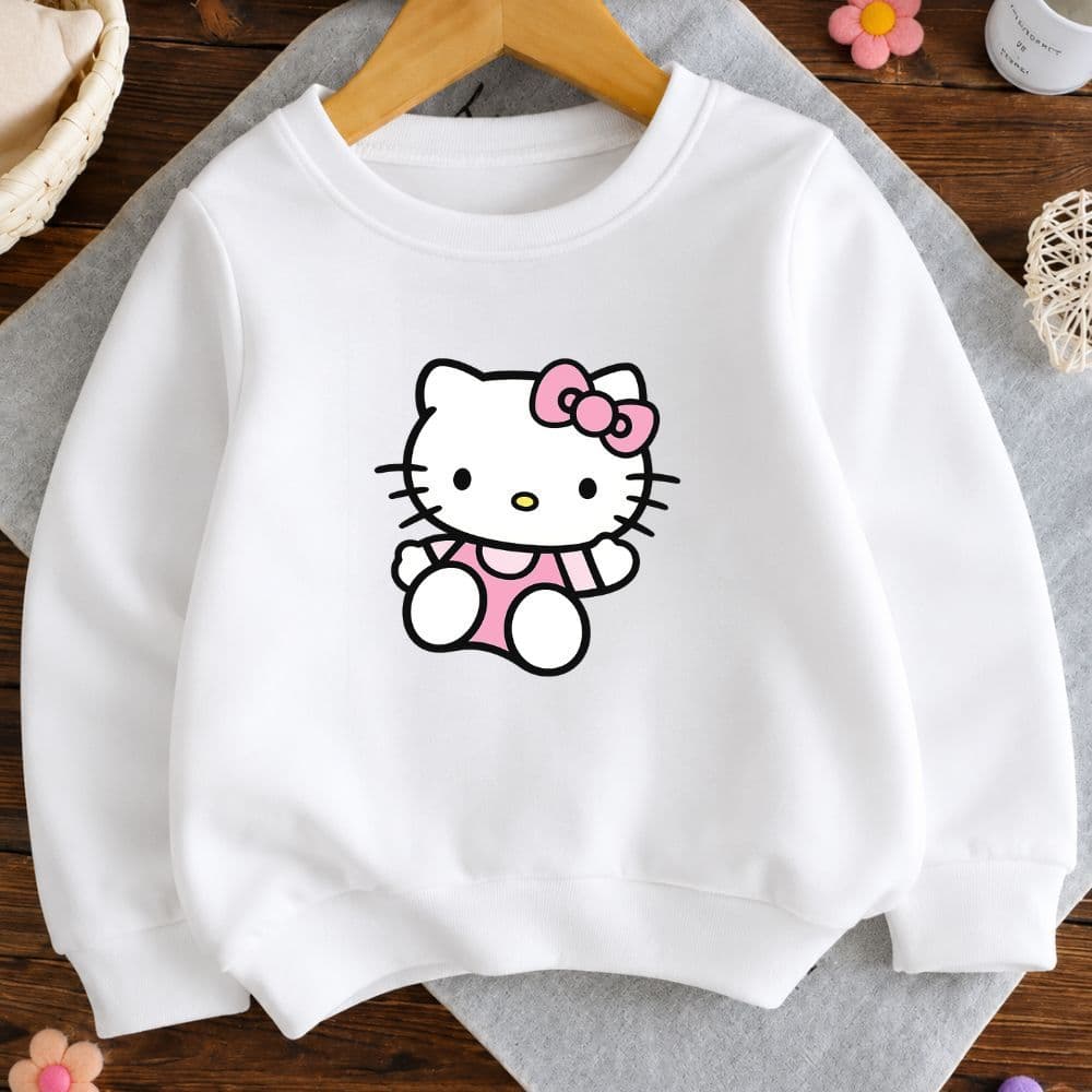 Moletom infantil e juvenil meninas hello kitty blusa de frio careca premium flanelada