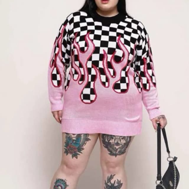 Maxi Tricot Paranoia Rosa Use Pride G/G1 - Moda alternativa Plus size