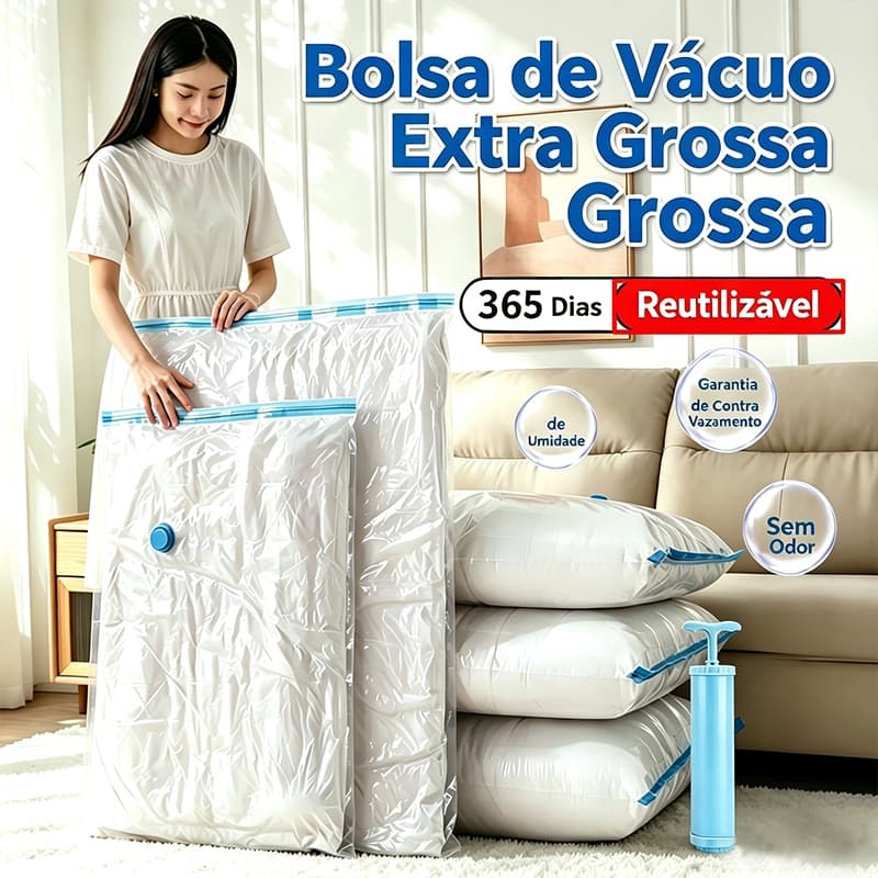 Kit com 5 ou 10 sacos a vácuo para mala de viagem – organizador de roupas e edredons, com bomba incluída